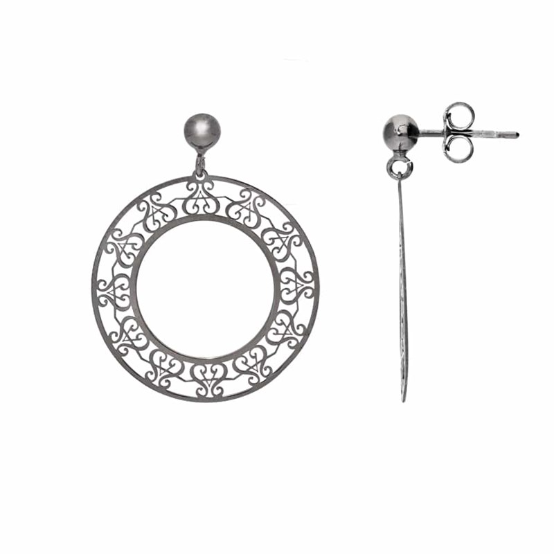 Boucles D'oreilles Rondes Orus Noir - vue 2