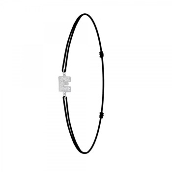 SC Crystal zwarte elastische letter E armband met fonkelende kristallen