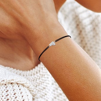 SC Crystal zwarte elastische letter F armband met fonkelende kristallen