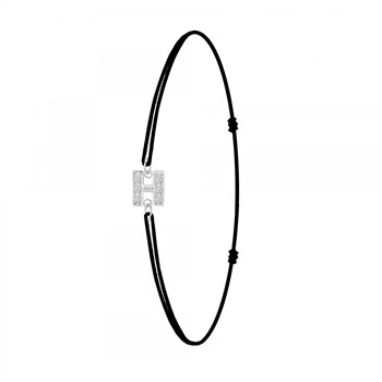 SC Crystal zwarte elastische letter H armband met fonkelende kristallen