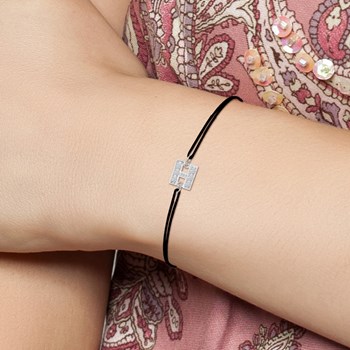 SC Crystal zwarte elastische letter H armband met fonkelende kristallen