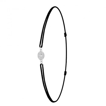 SC Crystal zwarte elastische letter O armband met fonkelende kristallen