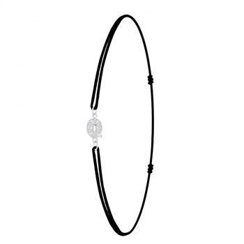 SC Crystal zwarte elastische letter Q armband met fonkelende kristallen