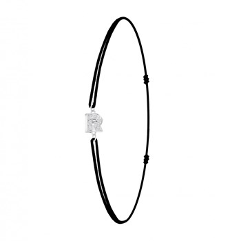 SC Crystal zwarte elastische letter R armband met fonkelende kristallen