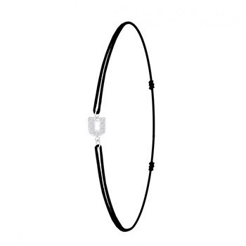 SC Crystal zwarte elastische letter U armband met fonkelende kristallen