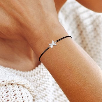 SC Crystal zwarte elastische letter X armband met fonkelende kristallen