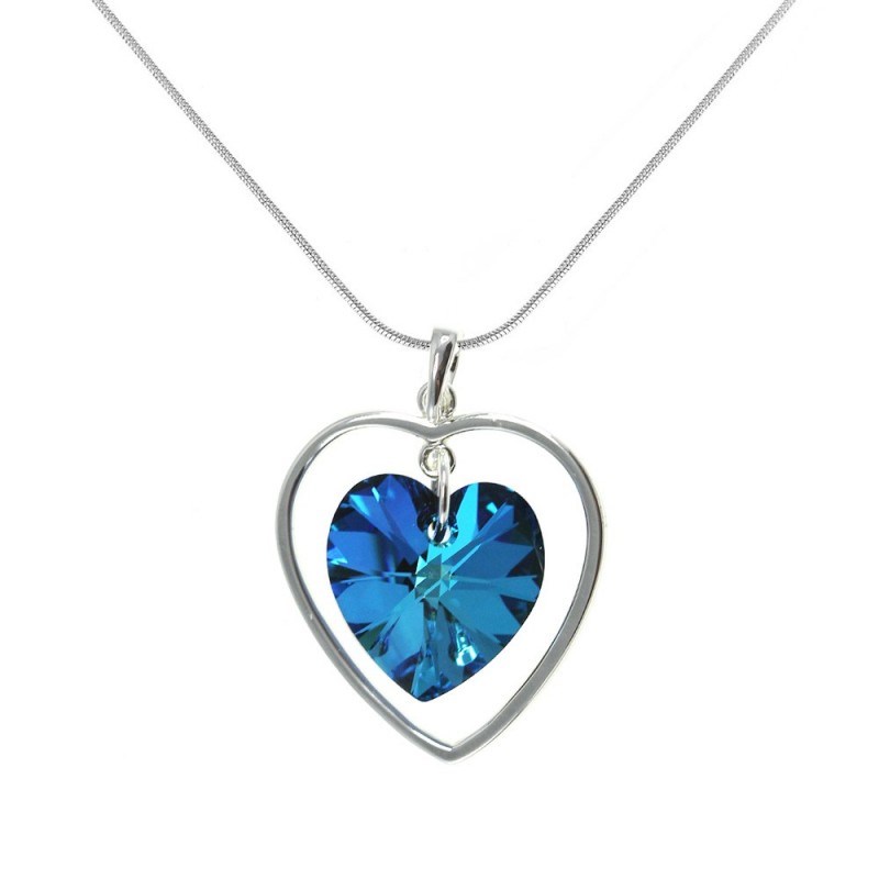 Collier coeur bleu SC Crystal orné de Cristaux Swarovski