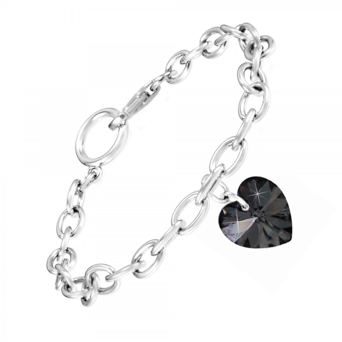 Bracelet coeur noir SC Crystal orné de Cristaux scintillants