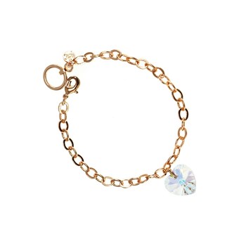 Rose gold bracelet with iridescent SC Crystal heart adorned with sparkling crystals