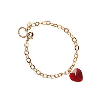 Bracelet doré rosé et coeur rouge SC Crystal orné de Cristaux scintillants