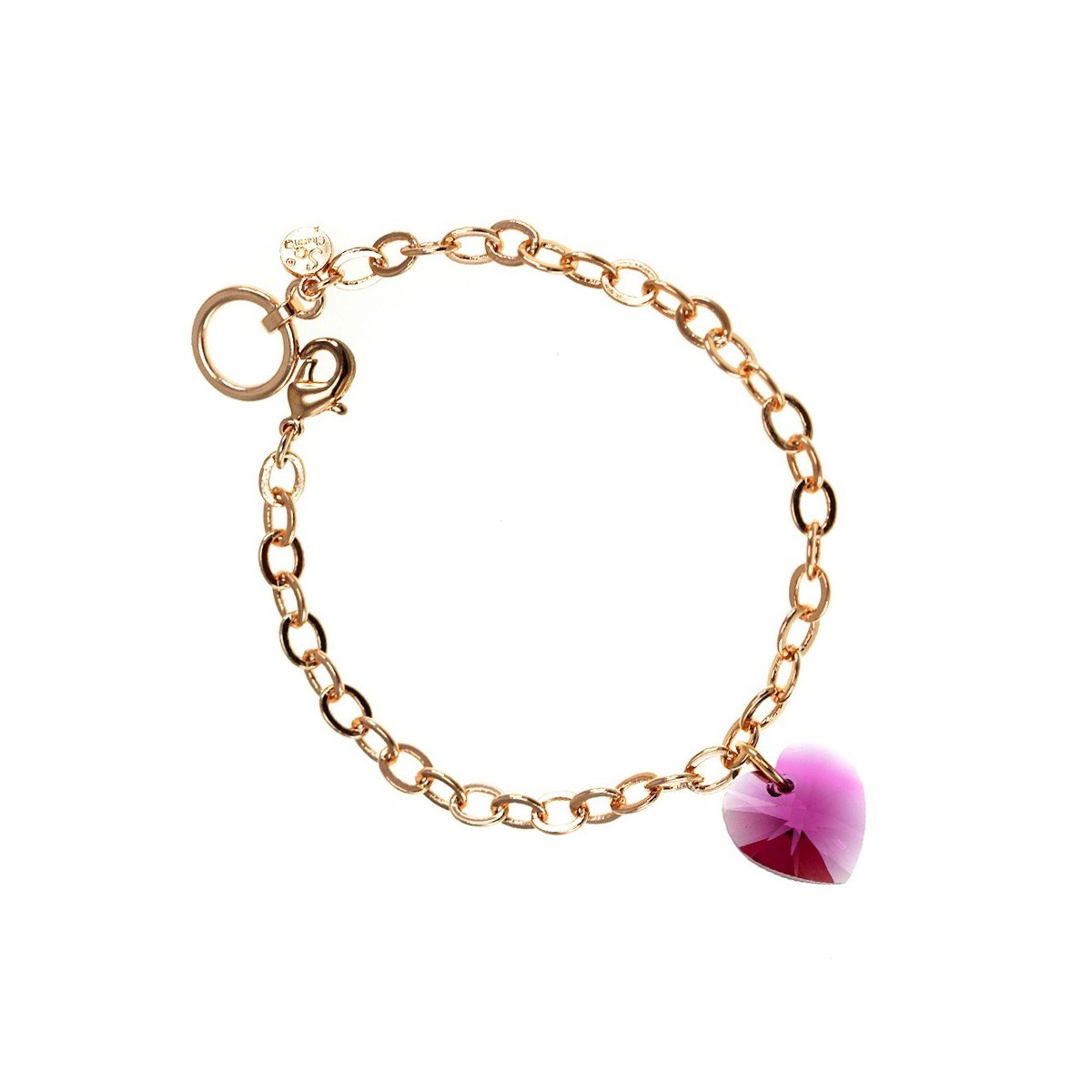 Bracelet doré rosé et coeur rose SC Crystal orné de Cristaux scintillants