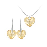 Parure collier et boucles d'oreilles coeurs SC Crystal orneés de Cristaux scintillants