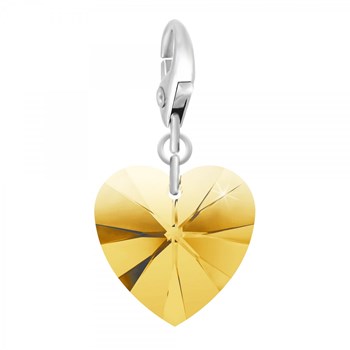 Golden SC Crystal heart charm with sparkling crystals