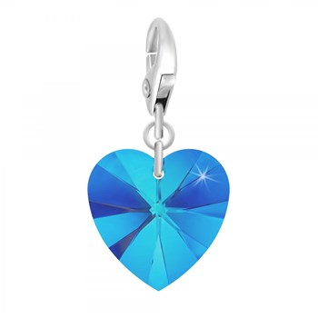 SC Crystal blue heart charm with sparkling crystals
