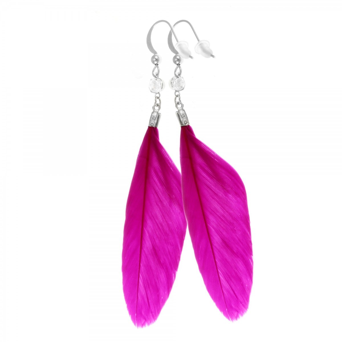 Boucles d'oreilles plumes roses SC Crystal