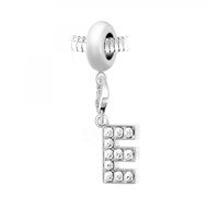 Charm perle SC Crystal en acier avec pendentif lettre E ornée de Cristaux scintillants