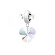 Charm perle en acier et coeur SC Crystal orné de Cristaux scintillants