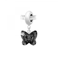 Charm perle en acier et papillon SC Crystal orné de Cristaux scintillants