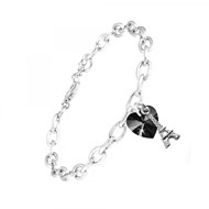 Bracelet coeur noir et Tour Eiffel SC Crystal orné de Cristaux scintillants