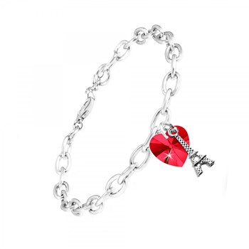Red heart and SC Crystal Eiffel Tower bracelet adorned with sparkling crystals