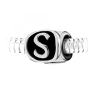 Charm perle lettre S en acier SC Crystal perle