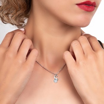 Collier alphabet lettre S SC Crystal orné de cristaux scintillants
