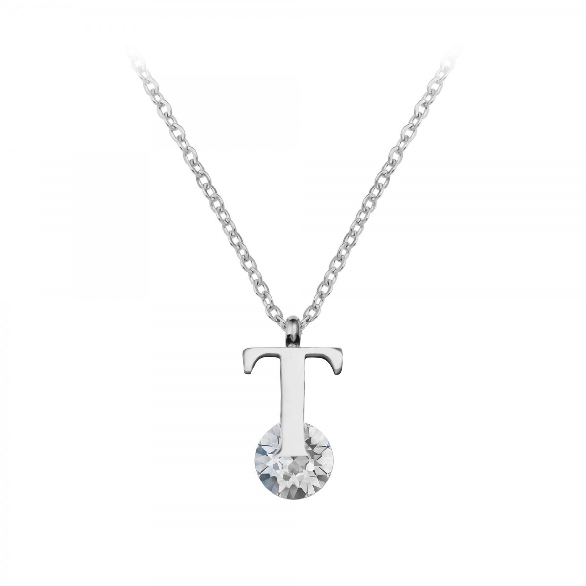 Collier alphabet lettre T SC Crystal orné de cristaux scintillants