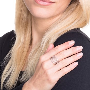 Bague Argent Anneaux Ondulés