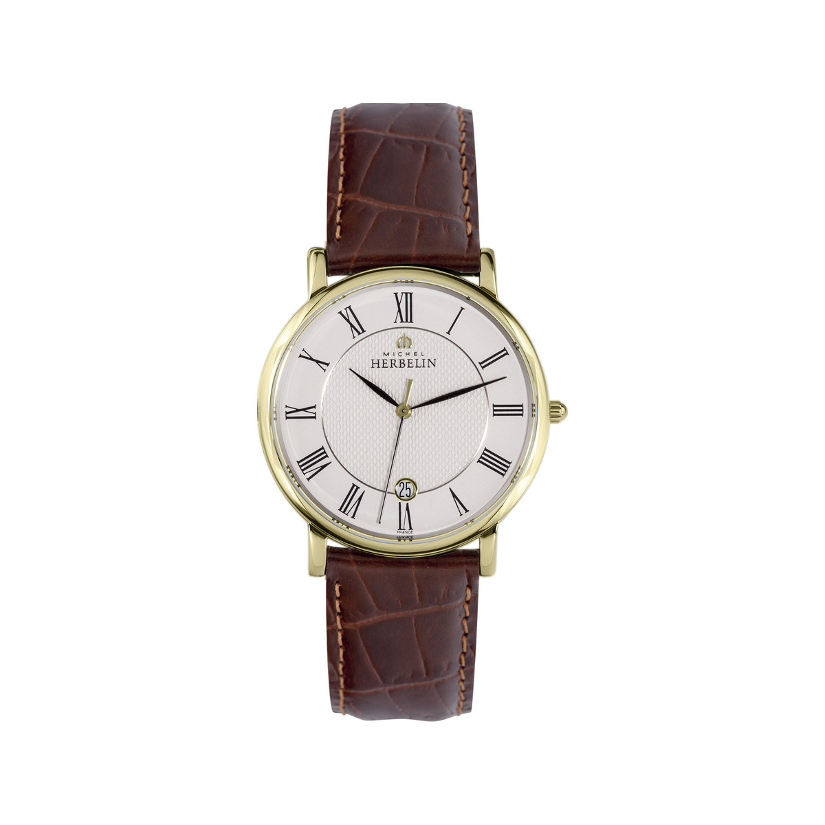 Montre Michel Herbelin Homme Bracelet Cuir Boitier Pvd