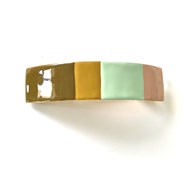 Barrette queue de cheval dorée émaillée avec rayures