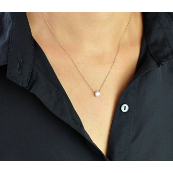 Solitaire zirkoniumoxide ketting GOUD verguld 750 3 micron