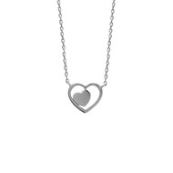 Collier 2 coeurs coeur ajouré et coeur plein Argent 925 Rhodié