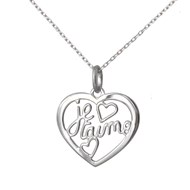 Collier coeur ajouré message Je t'aime Argent 925 Rhodié