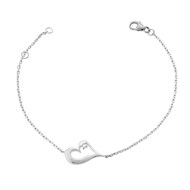 Bracelet coeur oxyde de zirconium Argent 925 Rhodié