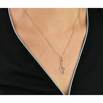 G-sleutel ketting muzieknoot 750 verguld 3 micron