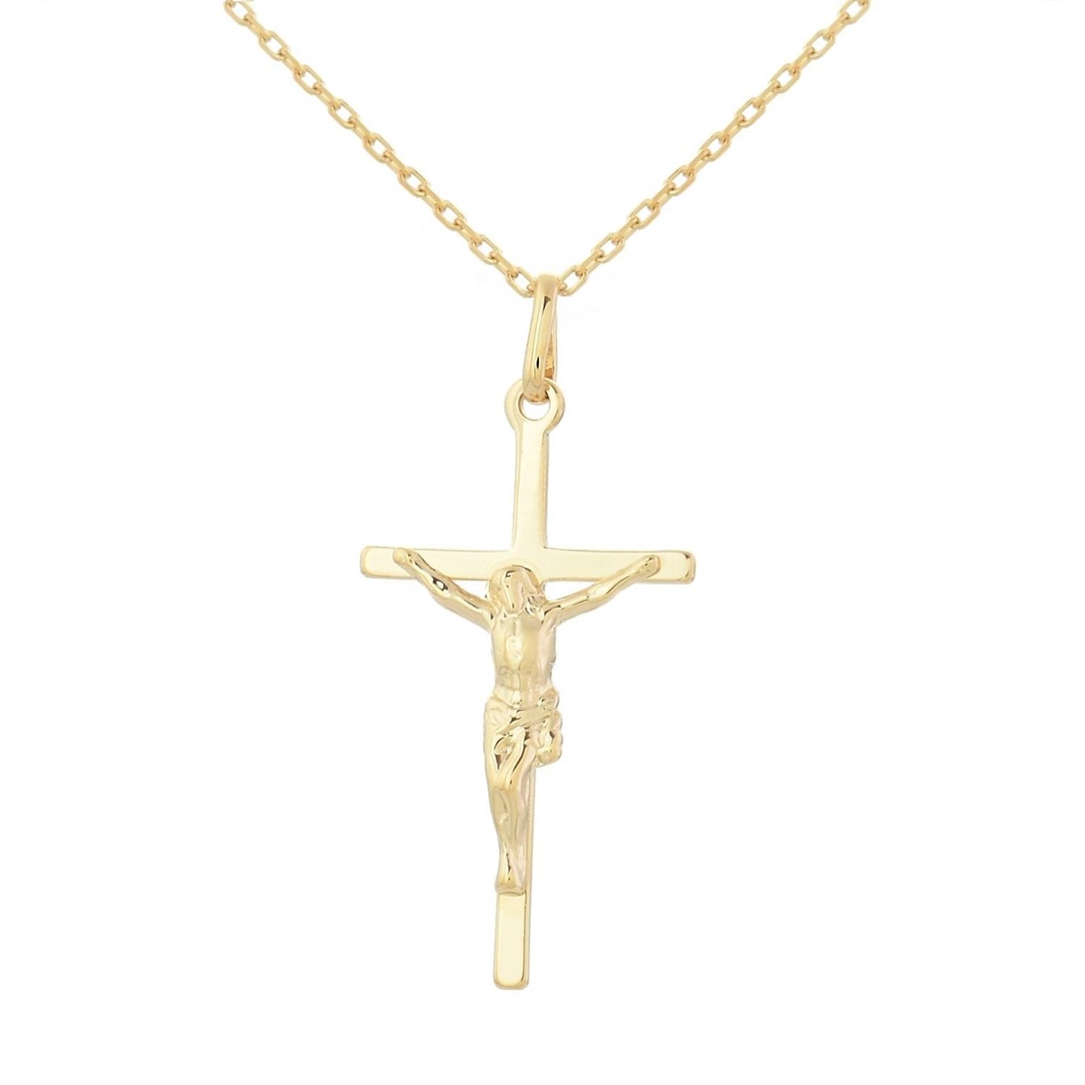 Collier croix crucifix Jésus Christ Plaqué OR 750 3 microns