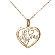 Collier femme coeur écriture Je t'aime Plaqué OR 750 3 microns