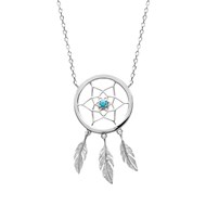 Collier attrape-rêves perle bleu turquoise argent 925 Rhodié