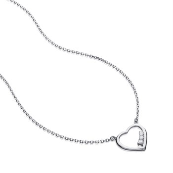 Ketting hart van kleine zirkonium oxides Zilver 925 Gerhodineerd