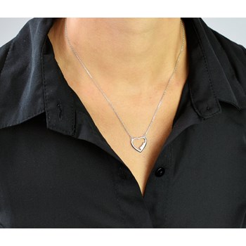 Ketting hart van kleine zirkonium oxides Zilver 925 Gerhodineerd