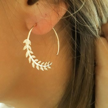 Boucles d'Oreilles Creoles Plaqué Or Tendance Epis de Blé