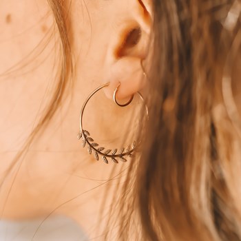 Boucles d'Oreilles Creoles Plaqué Or Tendance Epis de Blé