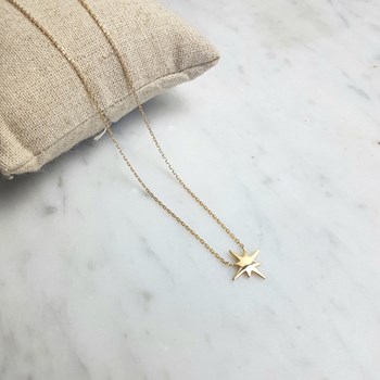 Collier Fin Plaqué Or Mode Tendance Pendentif Etoile