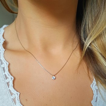 Collier Fin Plaqué Or Mode Pierre Precieuse Zirconium