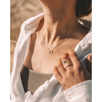 Collier Fin Plaqué Or Mode Croissant de Lune Zirconium