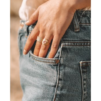 Bague Large Plaqué Or Mode Tendance Perles