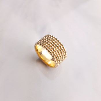 Bague Large Plaqué Or Mode Tendance Perles