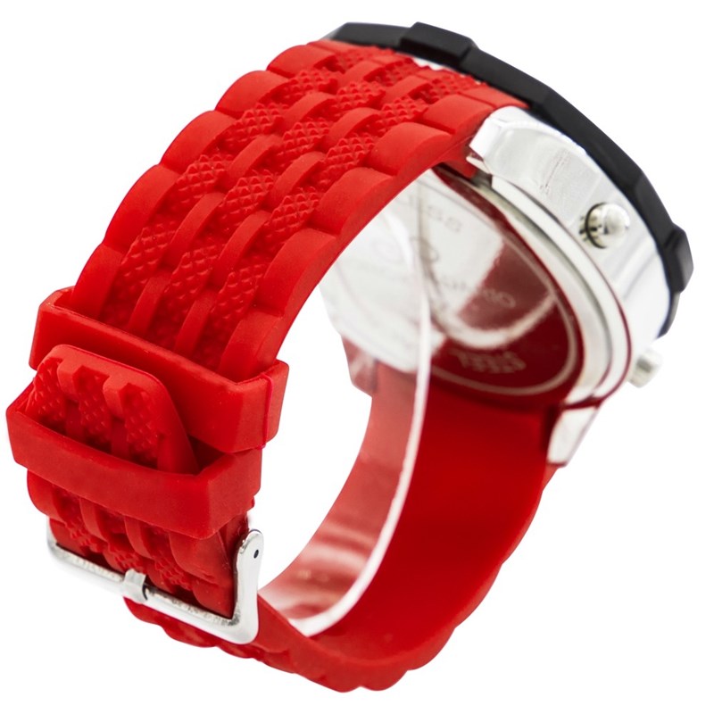 Coffret montre Homme GIORGIO bracelet Silicone Rouge - vue 2