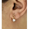 Boucles d'oreilles coeur ajouré et coeur d'oxyde de zirconium pendant Plaqué OR 750 3 Microns - vue V2