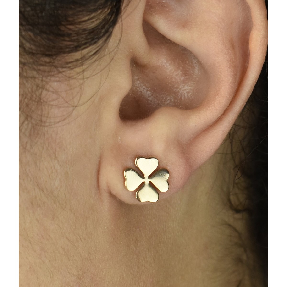 Boucles d'oreilles Trèfle de coeurs Plaqué OR 750 3 microns - vue 2